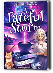 A Fateful Storm by Daphne DeWills
Whispering Hollows Book One.
A midlife magical mystery.